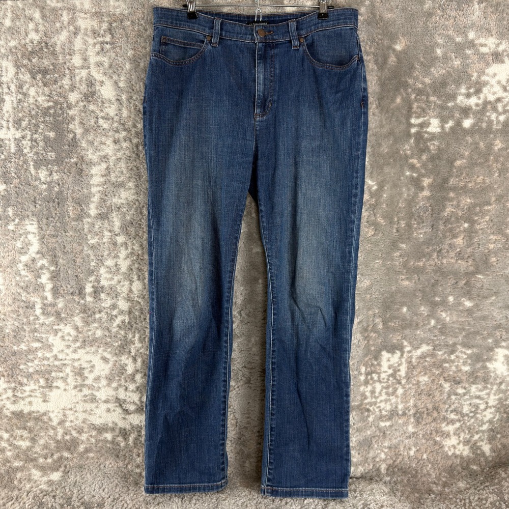 Eileen Fisher Size 12 Straight Leg Stretch Denim Casual Jeans Blue None Women